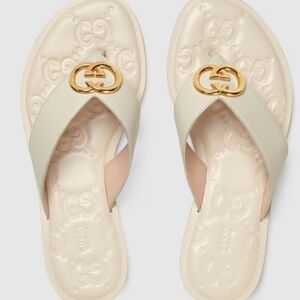 Gucci Beige Sandals with Gold Detail